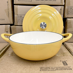 Bộ nồi chảo tráng men gia dụng, bán buôn nhà máy, kích thước 18/24/26/28 cm, chống dính, màu vàng, chất liệu gang - Product Image 6