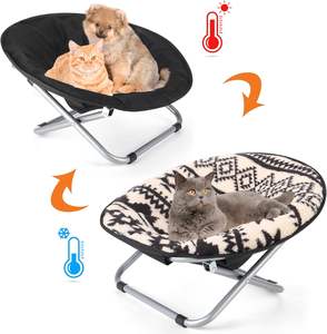Silla de perro ajustable plegable de 2 piezas, funda de cojín de felpa reemplazable, silla elevada para mascotas, juego de cama - Product Image 5