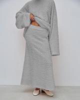 Pyjamas en tricot rose pelucheux vêtements de détente jupe et haut pour femmes décontractés deux pièces automne hiver ensembles de vêtements pour femmes