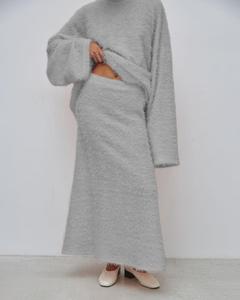 Pyjamas en tricot <span class=keywords><strong>rose</strong></span> pelucheux vêtements de détente <span class=keywords><strong>jupe</strong></span> et haut pour femmes décontractés deux pièces automne <span class=keywords><strong>hiver</strong></span> ensembles de vêtements pour femmes - Product Image 4