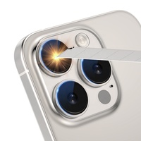 Pelindung lensa kamera, anti-sidik jari perlindungan kamera belakang ponsel kaca tempered perak untuk iphone