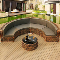 Ensemble de canapés en rotin plastique de style méditerranéen, chaises semi-circulaires personnalisées en corde - Multifonctionnel pour patios, salons extérieurs, terrasses