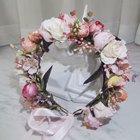 Bandeau de fleurs couronne de cheveux couronne florale casque avec ruban mariage Festival fête coiffure bandeau de cheveux