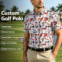 Chemise de golf pour homme en tricot à imprimé crâne personnalisé, séchage rapide, évacuation de l'humidité, respirante, manches courtes, col, haute performance, haut de gamme