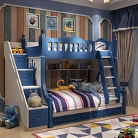 Lit double pour enfants avec cadre en bois et design moderne, ensemble de meubles pour la chambre à coucher, lits superposés en bois de luxe pour garçons et filles