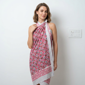 Pareo de Playa 100% Algodón con Estampado a Mano, Suave y Ligero, para Mujer, Ideal para Vacaciones y Viajes - Product Image 1