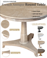 Table basse ronde classique D135 en chêne massif, style rustique français vintage, pour salle à manger, salon, mariage, bar