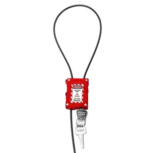 Lucchetto per cavo di sicurezza con blocco regolabile BOZZYS con cavo in acciaio inossidabile rivestito in plastica da 0.8m - Product Image 1