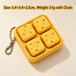 Jouet de décompression imprimé en 3D, bouton en forme de bloc de fromage, clicker de décompression, porte-clés amusant - Product Image 4
