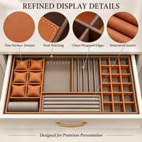 Plateaux de rangement pour bijoux en velours empilables sur mesure, grand format, inserts de tiroir pour bagues, boucles d'oreilles, colliers, rangement de placard
