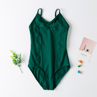 Offre Spéciale Haute Qualité Coton Spandex Ballet Danse Usure Vert Noir Doublé Filles Justaucorps