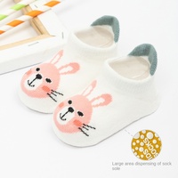 Chaussettes antidérapantes côtelées en tricot pour bébé, motif visage d'animal de dessin animé 3D, avec logo personnalisé, mignonnes, pour printemps, nourrissons et tout-petits