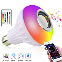 Ampoule LED Musicale RGB Portable E27 12W, Lumière Intelligente avec Haut-parleur, Télécommande, Intensité Variable, Couleurs Variées, Aluminium+Plastique pour Fêtes à Domicile