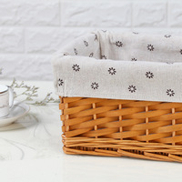 Panier de rangement rectangulaire en saule tressé écologique, organisateur de collations pour bureau, salon, cuisine, avec doublure amovible