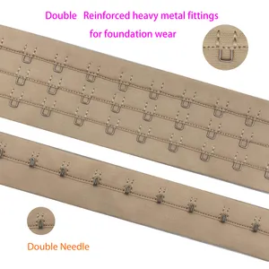 Shiyi Factory Supply Big Fastener Double Needle Bra Hook And Eye Tape Reinforced Heavy Metal Fittings For Foundation Wear