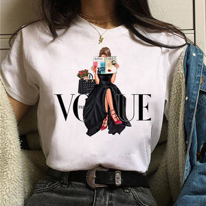 <span class=keywords><strong>Camisetas</strong></span> personalizadas para mujer, ropa de Boutique de manga corta con cuello redondo, estampado de letras blancas de poliéster, 3XL, 2021 - Product Image 2