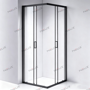 Caja <span class=keywords><strong>de</strong></span> baño <span class=keywords><strong>de</strong></span> aluminio negro Esquina simple Vidrio templado Rectángulo Puerta corredera Cabina <span class=keywords><strong>de</strong></span> ducha Habitación - Product Image 3