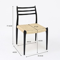 Chaise de salle à manger en bois massif de style moderne, dossier en corde tressée à la main, durable et confortable pour salon, hôtel, appartement – Vente chaude