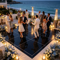 Plancher de danse portable YASHI noir brillant de 1,22 m x 1,22 m, épaisseur 22 mm, pour mariages, fêtes, banquets, événements hôteliers - Modulaire à emboîtement