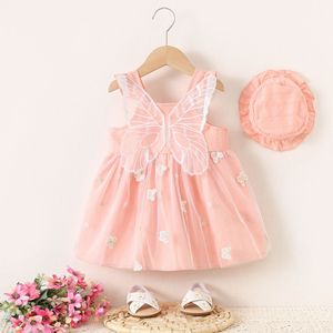 Vestido informal de estilo sólido para niñas de verano 1470 al por mayor con correa de decoración de encaje en el sombrero trasero incluido para niños de <span class=keywords><strong>6</strong></span> <span class=keywords><strong>a</strong></span>ños - Product Image 1
