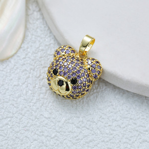 <span class=keywords><strong>Lovestory</strong></span> Colgante Clásico de Oso Adorable Chapado en Oro de 18K con Micro Pavé de Circonitas Cúbicas, Componentes de Joyería para Ocasiones Festivas de Mujer - Product Image 2