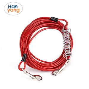 HanYang Dog Tie Out Cable Dog Chains for Outside with Swivel Hook and Shock Absorbing Spring Runner Lead for Outdoor and Camping