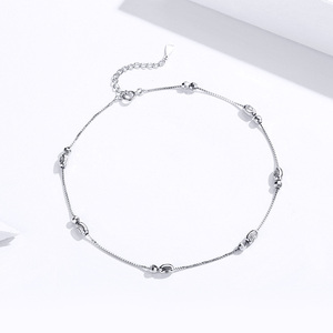 Chaîne de <span class=keywords><strong>cheville</strong></span> en <span class=keywords><strong>argent</strong></span>, perles du style européen, ornements du pied simples, chaîne élégante S925 - Product Image 2