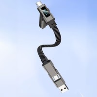 Cordon porte-clés portable 4-en-1 avec chargeur de téléphone portable USB/Type C vers C/L, câbles de charge rapide 2-en-2 pour iPhone Samsung – Idéal comme cadeau