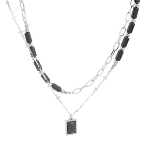 New Simple Niche Design <b>Titanium</b> Steel Double Layered Geometric Pendant Necklace Fashion Unisex's Necklaces Wholesale Jewelry - Product Image 6