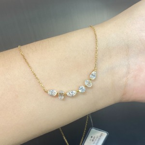 Collar de Lujo con Colgante de Barra Curva de Diamantes de Corte Multiforma, Oro de 18K, Esmeralda Ovalada, Marquesa, Redonda, Cadena Mixta de Eslabones Tipo Paperclip, Joyería Fina - Product Image 5
