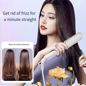 <span class=keywords><strong>Brosse</strong></span> <span class=keywords><strong>chauffante</strong></span> <span class=keywords><strong>lissante</strong></span> portable 2-en-1 avec logo personnalisé, fer à lisser et fer à boucler PTC - Product Image 6