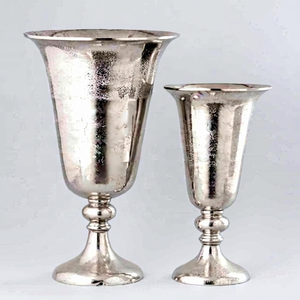 Silver Colored Stainless Steel Modern European Design Floral Urn Tabletop <b>Vase</b> for Dried Flowers Christmas Wedding Centerpiece - Product Image 1