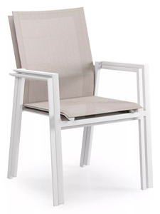 Fauteuil de salle à manger d'extérieur moderne, empilable, en aluminium <span class=keywords><strong>anthracite</strong></span> et textile <span class=keywords><strong>gris</strong></span>, certifié EN581, idéal pour les villas et les parcs. - Product Image 5