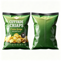 Sachet en plastique à soufflet avec fermeture centrale imprimé sur mesure pour l'emballage de chips, de croustilles et de snacks soufflés