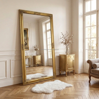 Miroir sur pied personnalisé de style baroque français, grand miroir de maquillage vintage avec cadre en bois pour la décoration intérieure