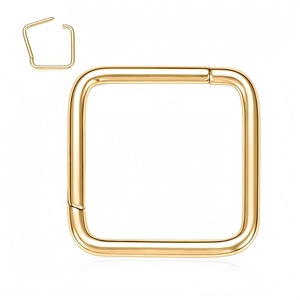 Stainless Steel Square Hinge <b>Nose</b> <b>Ring</b> Gold Color Geometric Design Piercing Jewelry - Product Image 1