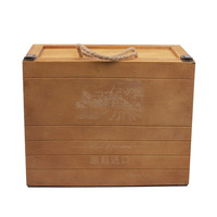 Boîte à vin en bois de pin vintage personnalisée pour 6 bouteilles, avec couvercle rabattable, poignée en corde de chanvre, fermoir métallique, caisse à vin en bois pour le stockage du vin et les cadeaux