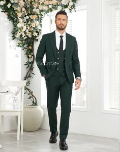SPTALLFITJSV Completo da Uomo 3 Pezzi Slim Fit: <span class=keywords><strong>Blazer</strong></span> Doppiopetto, Gilet e Pantaloni <span class=keywords><strong>con</strong></span> <span class=keywords><strong>Bottoni</strong></span> Dorati per Matrimoni, Balli e Business - Product Image 2