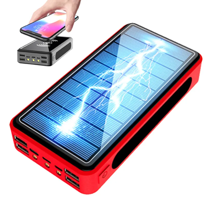 80000mAh Solar Wireless Power Bank Qi Charger Portable Outdoor Fast Charging External Battery Powerbank Solar Phone Charger