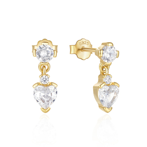 CANNER Hypoallergenic Jewelry 18K Gold Plated S925 <b>Silver</b> 5A Cubic Zirconia <b>Heart</b> Drop <b>Earrings</b> for Women Party - Product Image 1