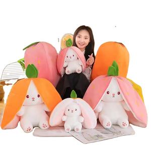 Cute Cotton Cosplay Strawberry Carrot Rabbit Plush <b>Toys</b> Creative Fruit-Transformed Baby Bunny <b>Stuffed</b> Dolls for Kids - Product Image 1