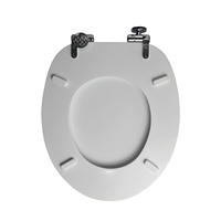 Siège de toilette en MDF avec charnières chromées, antidérapant et antibactérien, facile à nettoyer pour toutes les toilettes