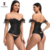 Corset en dentelle à maintien ferme pour femmes grandes tailles, rouge avec motif victorien noir, écologique, nouvelle mode 2023, sous-vêtements