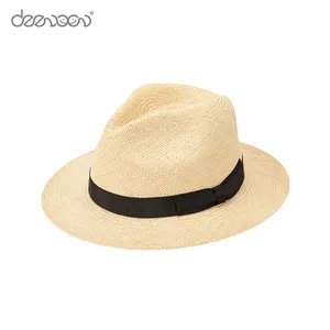 Linglong – chapeau de paille en papier pour enfant, unisexe, naturel, style classique, élégant, ruban, raphia, Vintage, Panama, chapeaux pour hommes, vente en gros