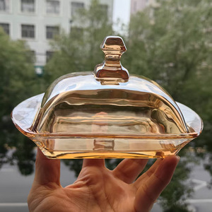 Beurrier en verre vintage avec couvercle et poignée <span class=keywords><strong>papillon</strong></span> en relief pour le stockage alimentaire en cuisine - Product Image 6
