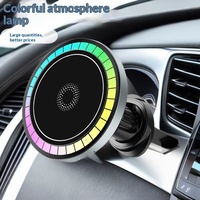 Support magnétique pour téléphone de voiture avec charge sans fil 15W, fixation sur grille d'aération, lumière ambiante RGB, chargeur sans fil pour navigation automobile