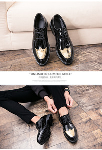Chaussures habillées <span class=keywords><strong>pour</strong></span> hommes à semelle épaisse et à bout rond, style anglais, <span class=keywords><strong>pour</strong></span> le travail et les déplacements, surface brillante - Product Image 5
