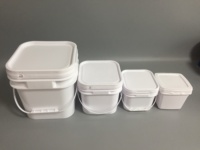 Seau carré en plastique avec couvercle blanc pour crème glacée, aliments, pâtisserie, confiture 1L 2L 5L