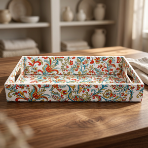 ถาดเสิร์ฟ MDF พิมพ์ลาย – ลายดอกไม้เพสลีย์กันน้ำ ถาดเสิร์ฟอาหารเช้าและชาสำหรับตกแต่ง โดย YSR Creations - Product Image 4