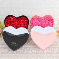 Emballage Cadeau de Luxe en Carton Rigide pour la Saint-Valentin, en Forme de Cœur, Transparent, pour Bouquet de Roses Éternelles, avec Éponge Gaufrée